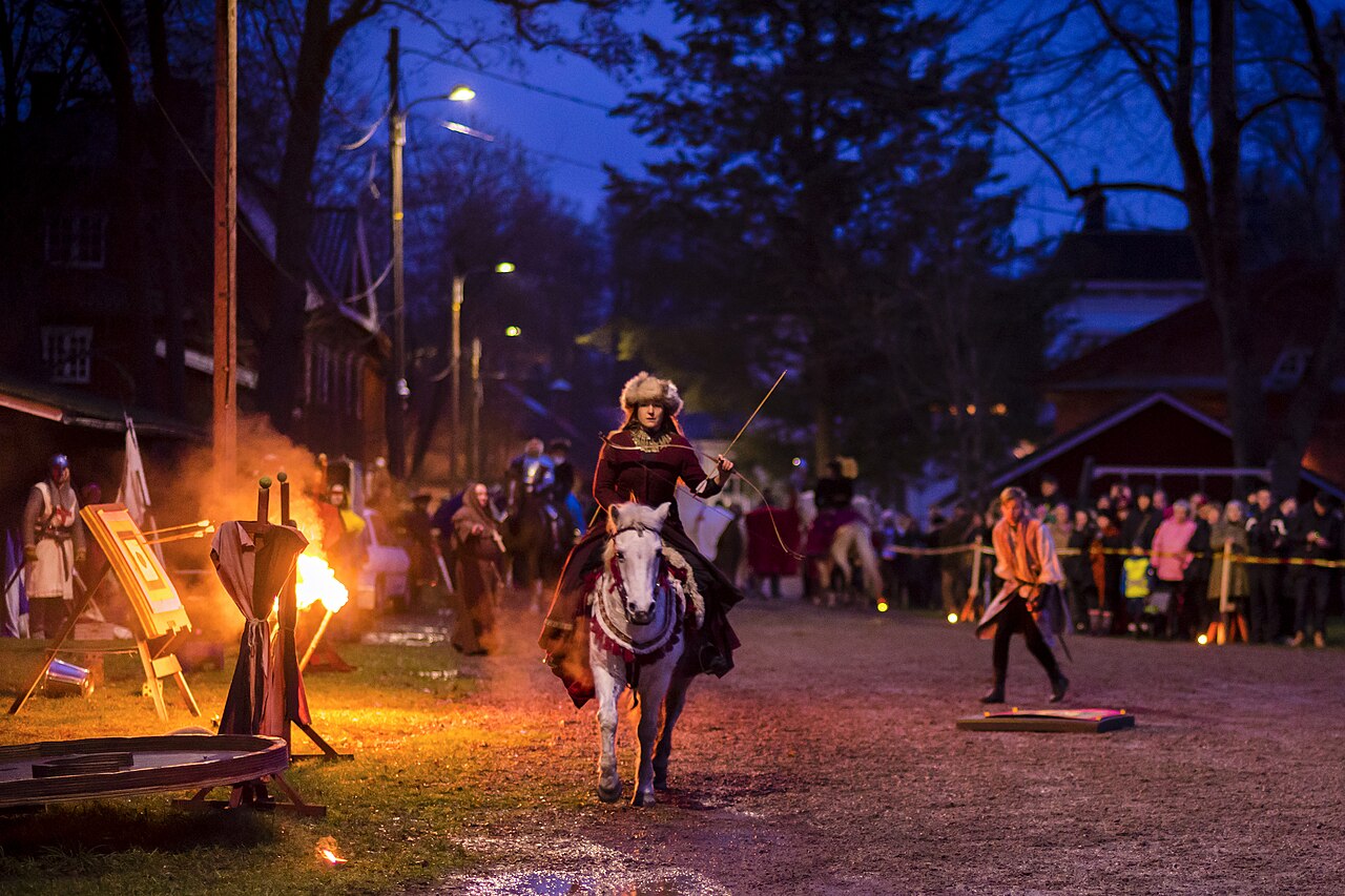 People at a harvest festival at the Strömfors Ironworks in Loviisa, Finland